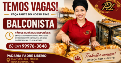 vaga de emprego em Nova Serrana, vaga de balconista, emprego em Nova Serrana MG, vagas de emprego em Nova Serrana, Padaria Padre Libério