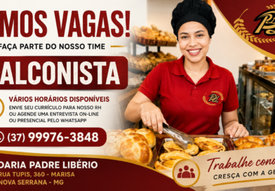 vaga de emprego em Nova Serrana, vaga de balconista, emprego em Nova Serrana MG, vagas de emprego em Nova Serrana, Padaria Padre Libério